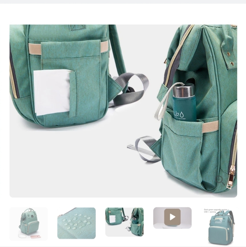 Green Diaper Bag with Bed - Picture 12 of 12